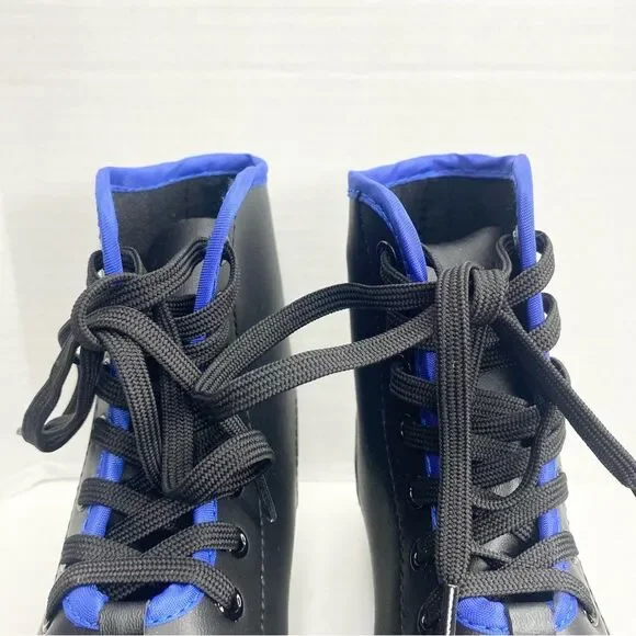 American Athletic Youth Boys Size 8 Chillin Double Runner Ice Skates Black Blue - Picture 6 of 13